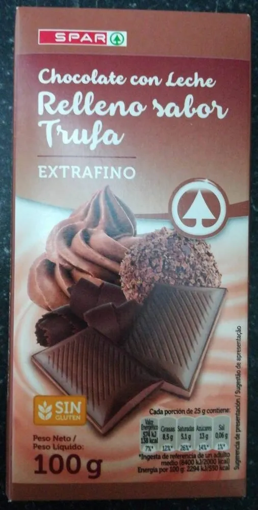 Chocolate con leche relleno sabor trufa