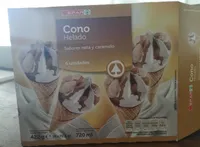 Cono helado sabores nata y caramelo