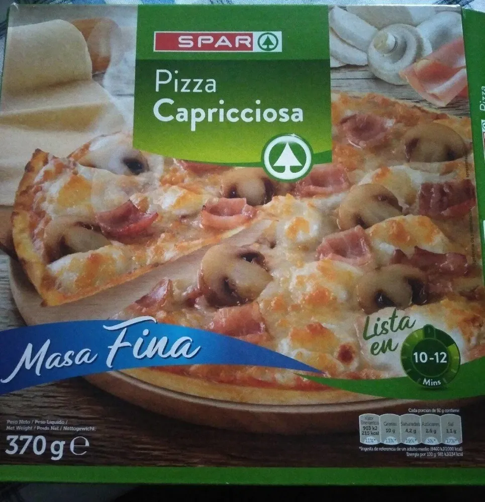 Pizza capricciosa masa fina
