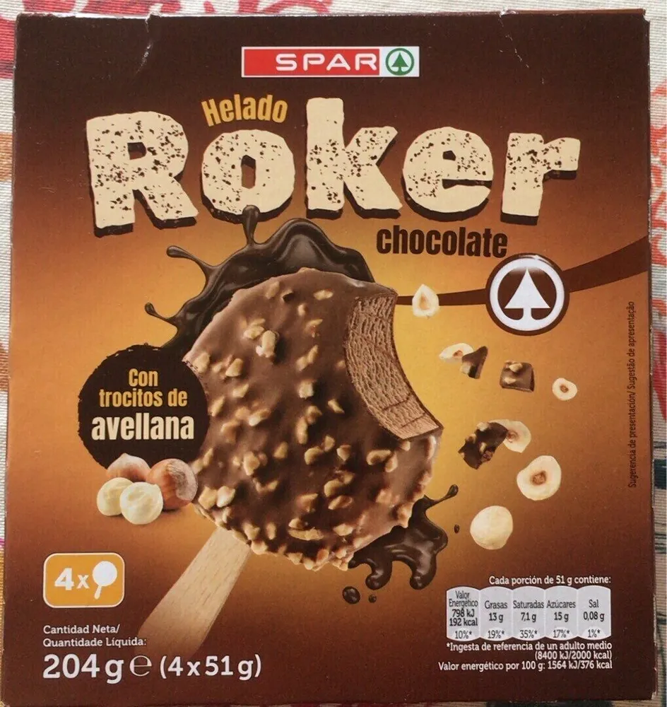 Helado roker chocolate con avellanas