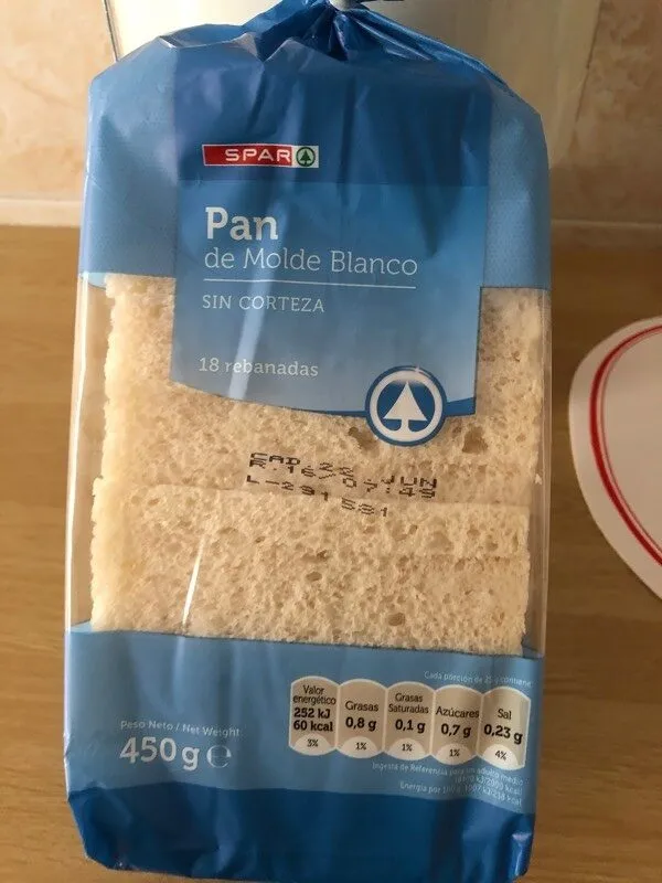 Pan de Molde Blanco SIN CORTEZA