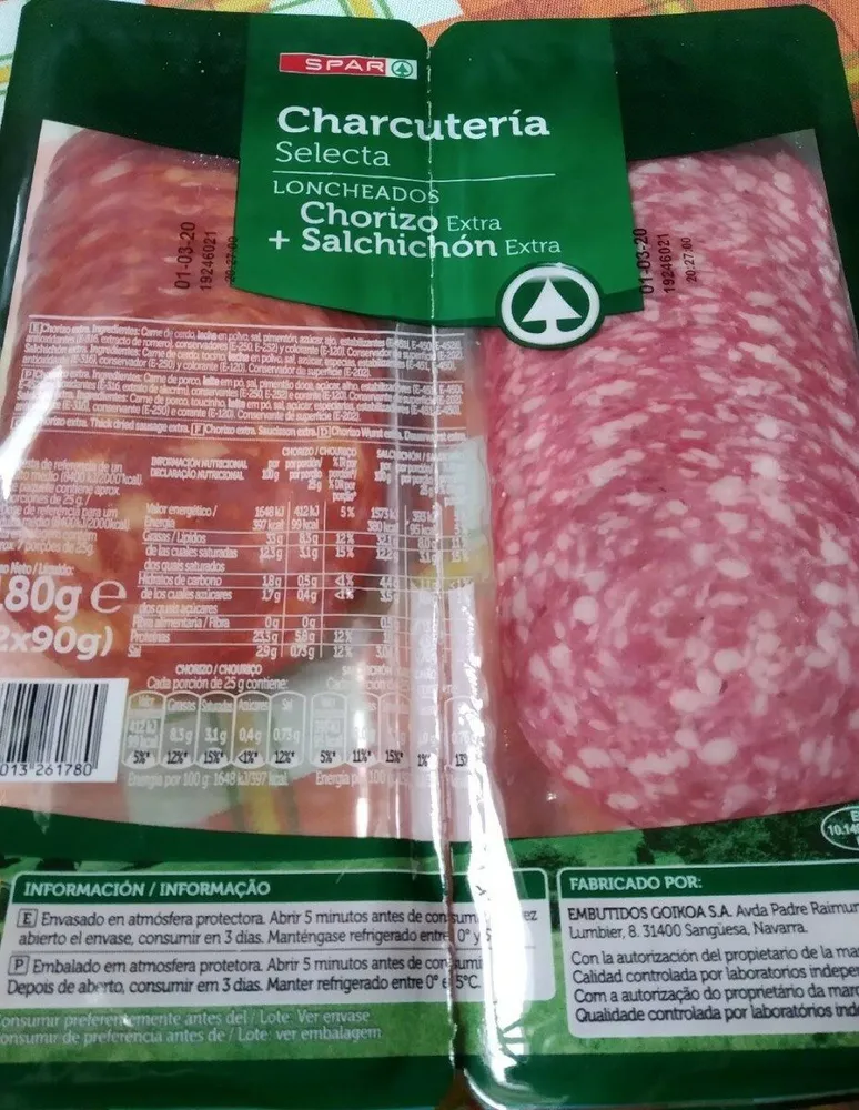 Chorizo extra + salchichón extra