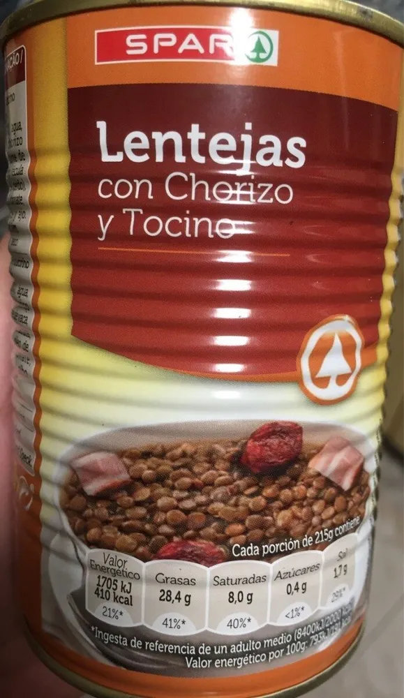Ientejas con chorizo y tocino