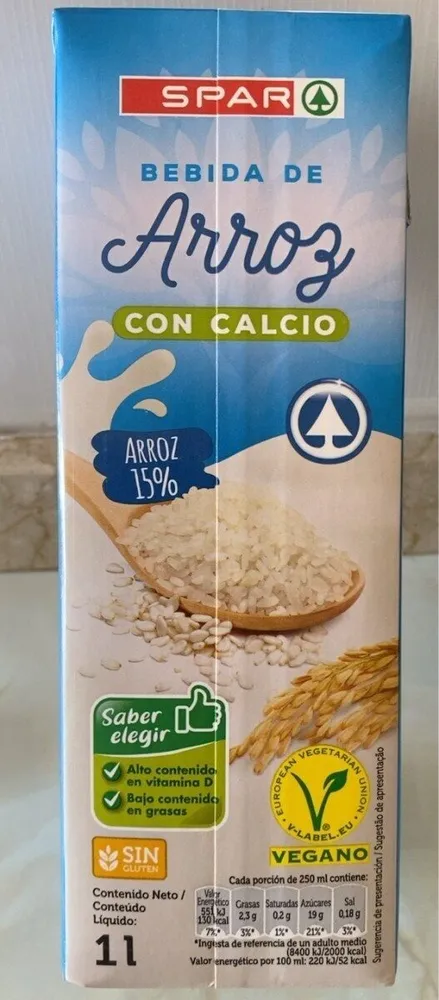 Bebida de arroz con calcio