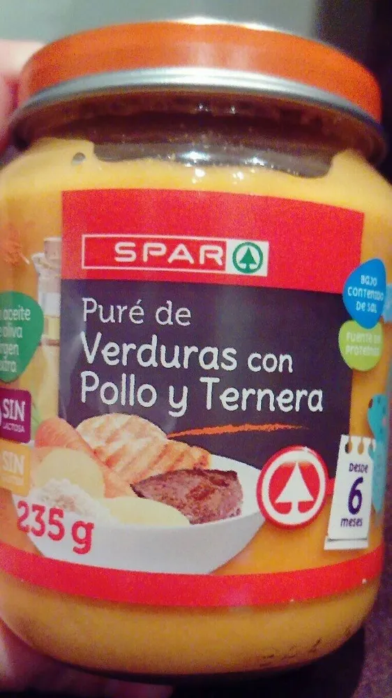 Puré de verduras con pollo y ternera