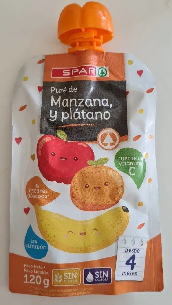puré de manzana y plátano