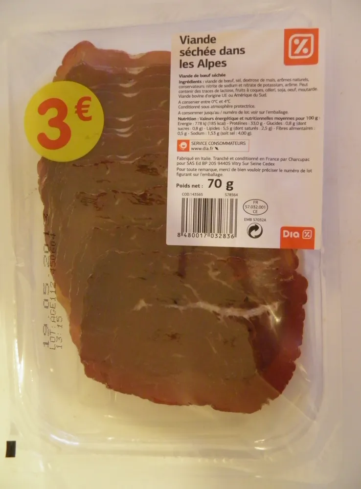 Viande séchée dans les Alpes