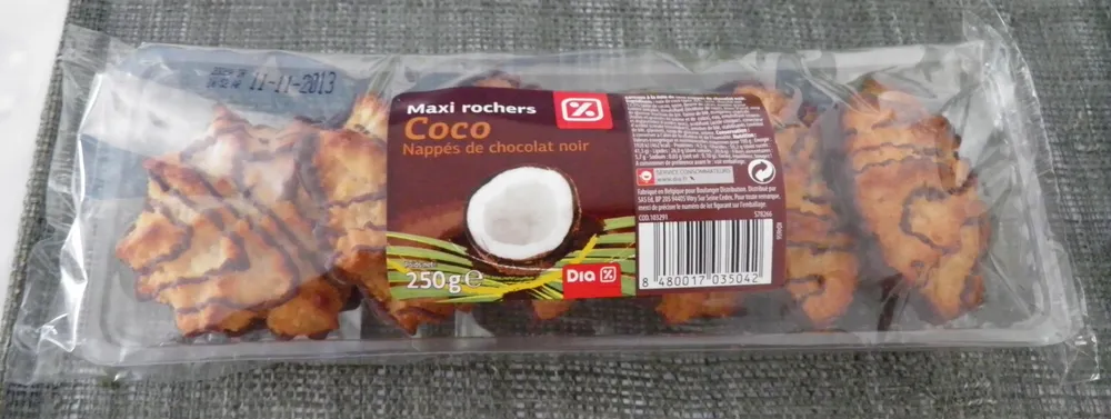 Maxi rochers Coco Nappés de Chocolat Noir