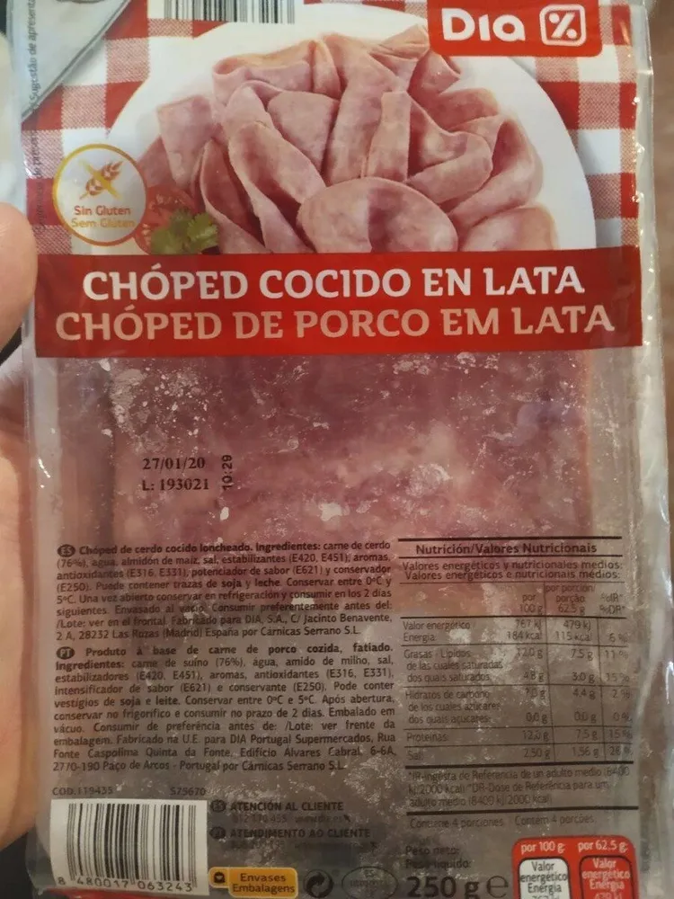 Choped cocido en lata