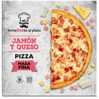 Pizza masa fina de jamón y queso
