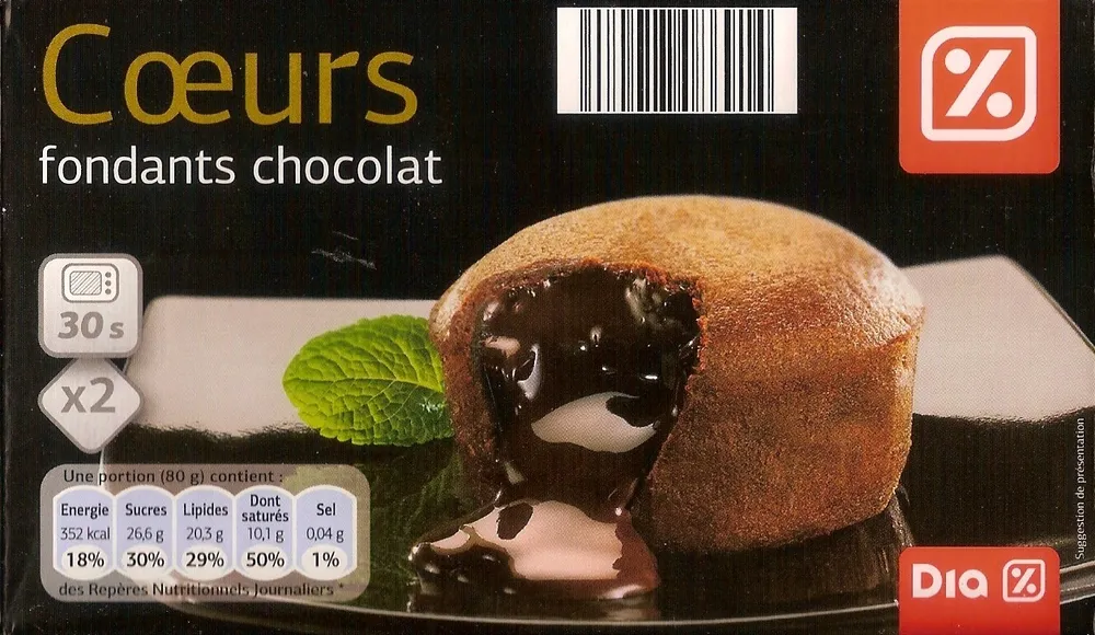Coeurs fondants chocolat