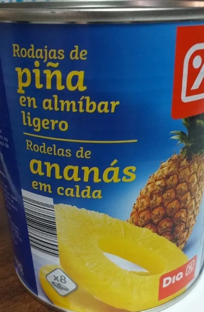 Rodajas de piña en almíbar ligero
