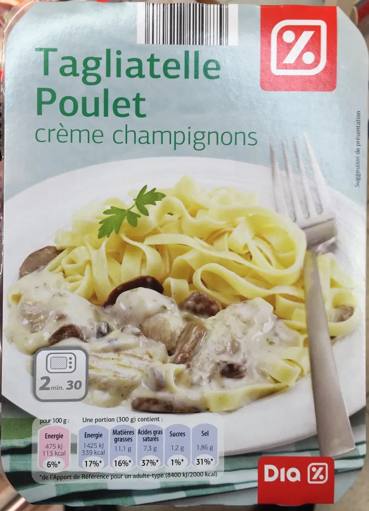 Tagliatelle Poulet, crème champignons