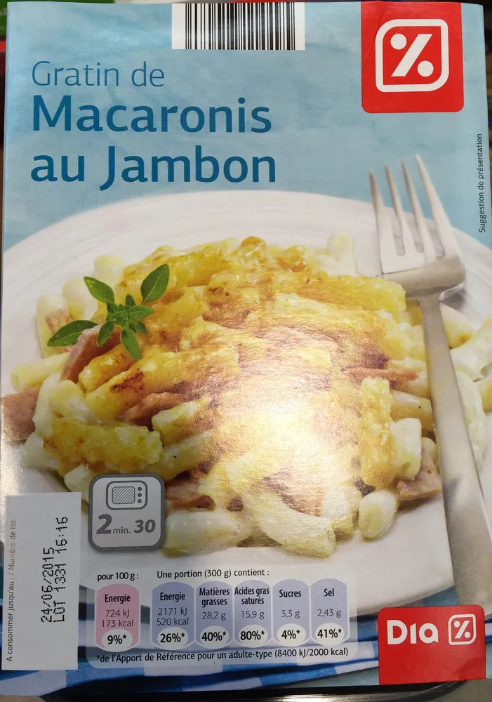 Gratin de Macaronis au Jambon