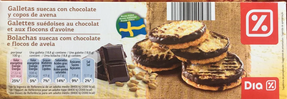 Galettes suédoise au chocolat et aux flocons d'avoine