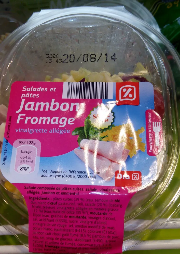 Salades et pâtes jambon fromage