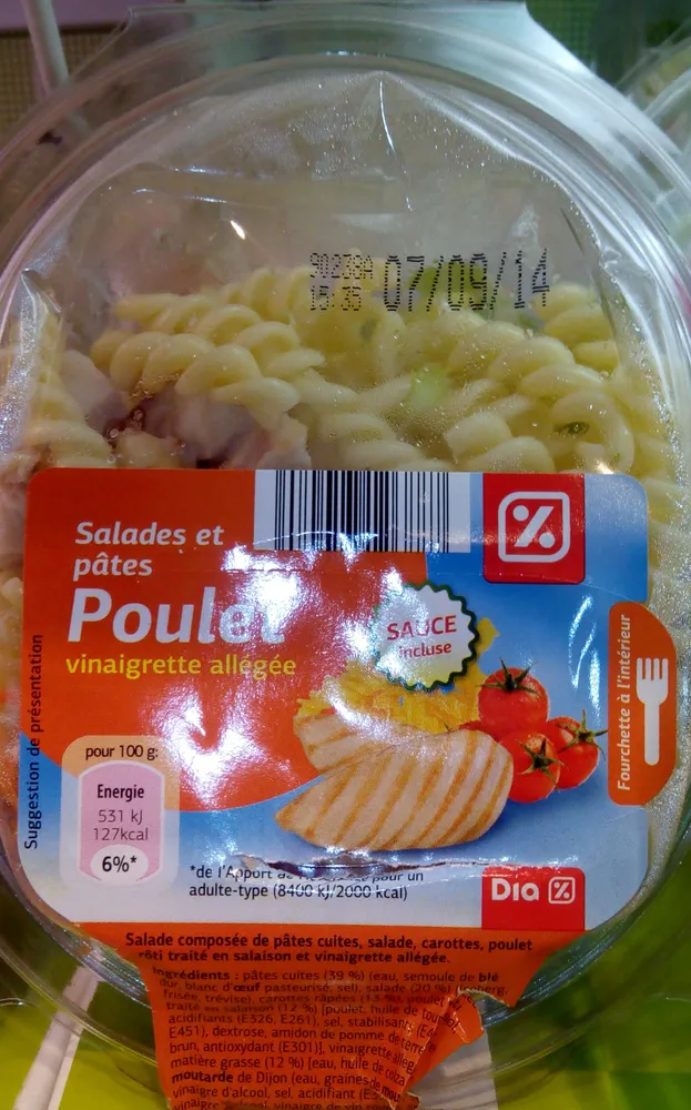 Salades et pâtes poulet