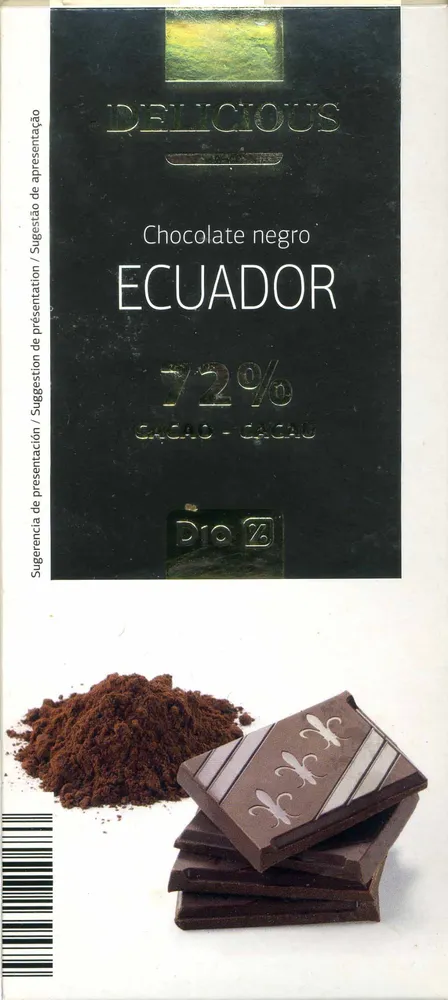 Tableta de chocolate negro 72% cacao Origen Ecuador