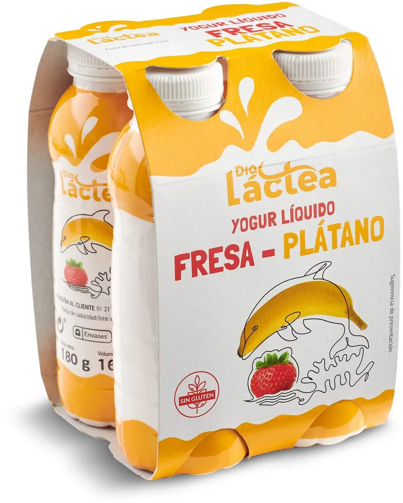 Yogur líquido fresa y plátano