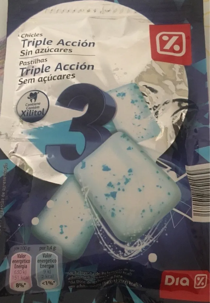 Chicles triple acción sin azúcares