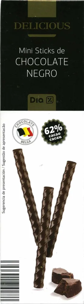 Delicious mini sticks de chocolate negro 62% cacao