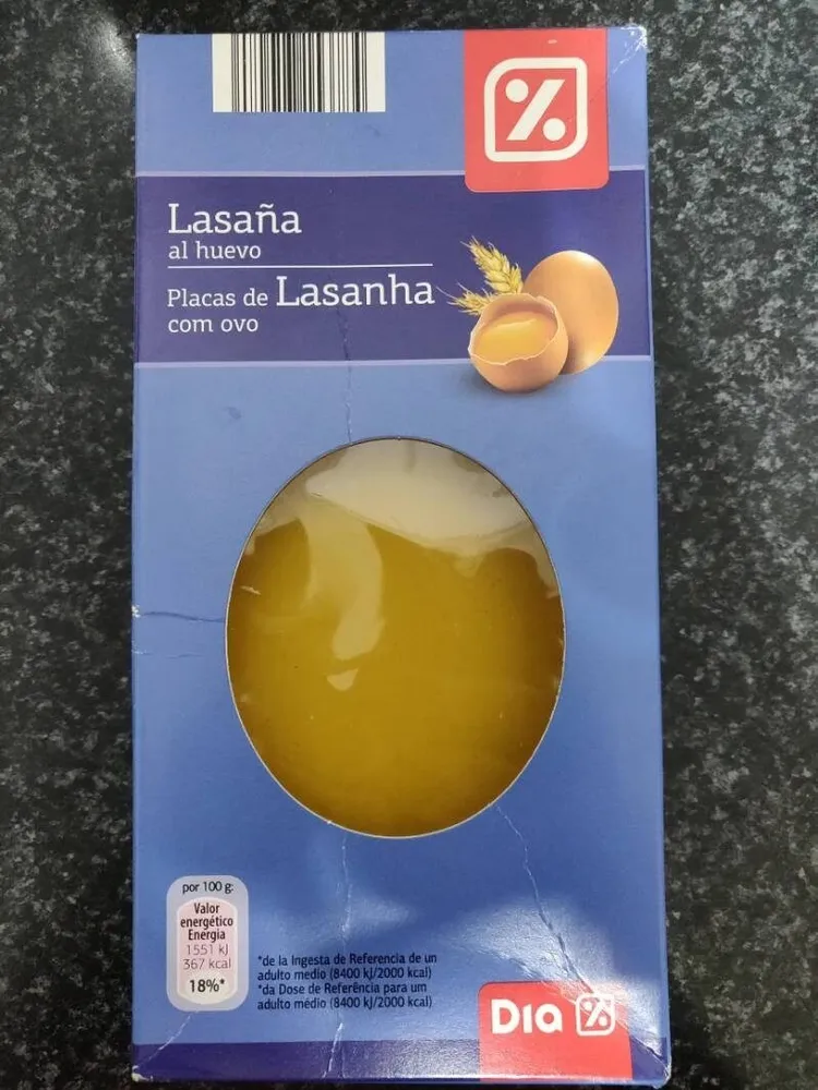 Placas de lasaña al huevo