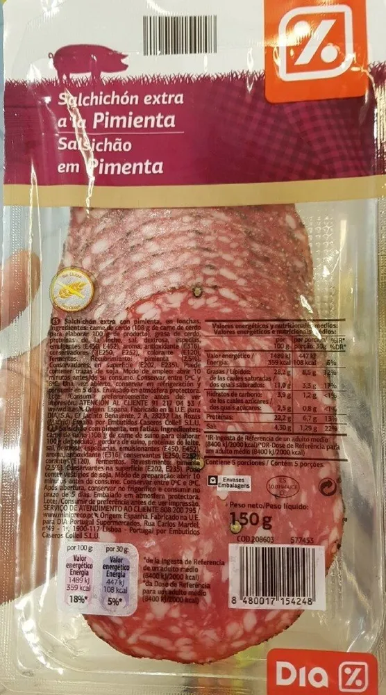 Salchichón extra a la pimienta