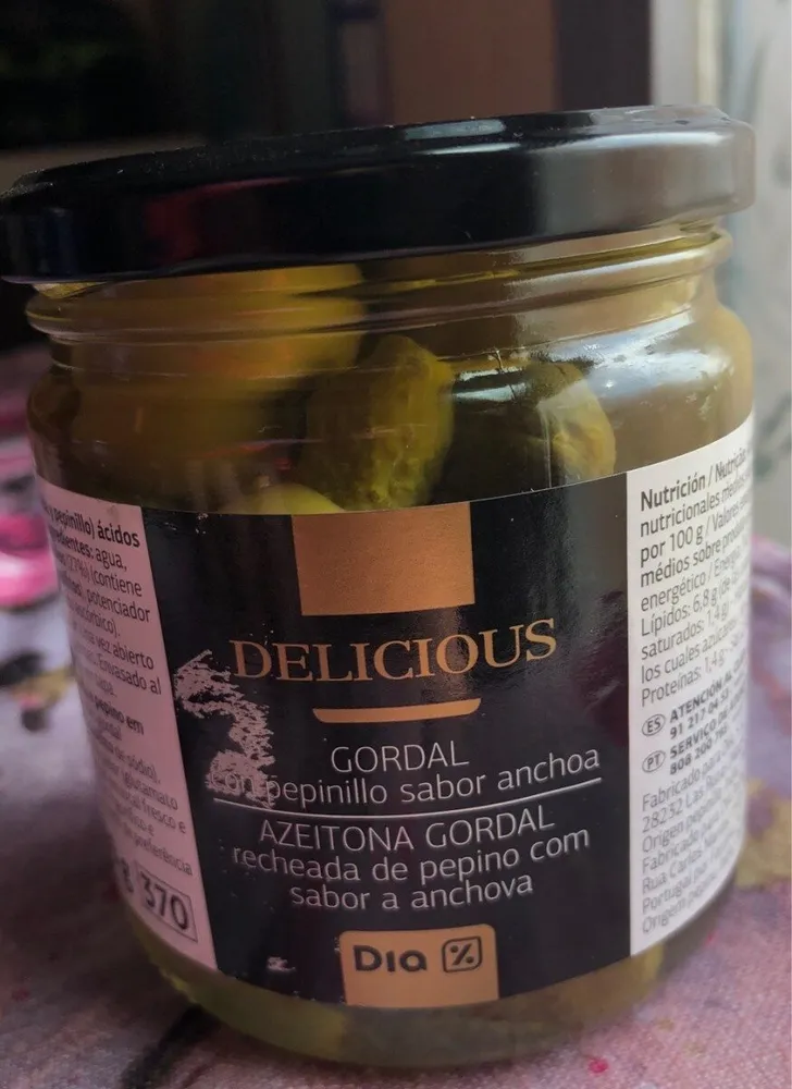 Gordal con pepinillo sabor anchoa