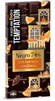 Chocolate negro 74% con naranja confitada