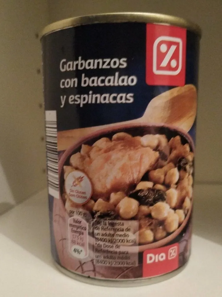 Garbanzos con bacalao y espinacas