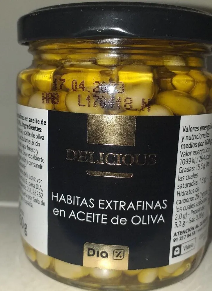Habitas  extrafinas con aceite de oliva