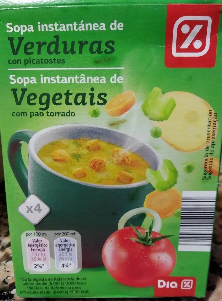 Sopa instantánea de verduras