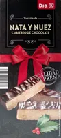 Turrón de nata y nuez cubierto de chocolate