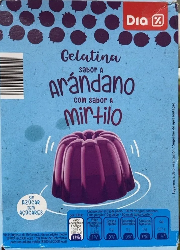 Gelatina sabor arandano