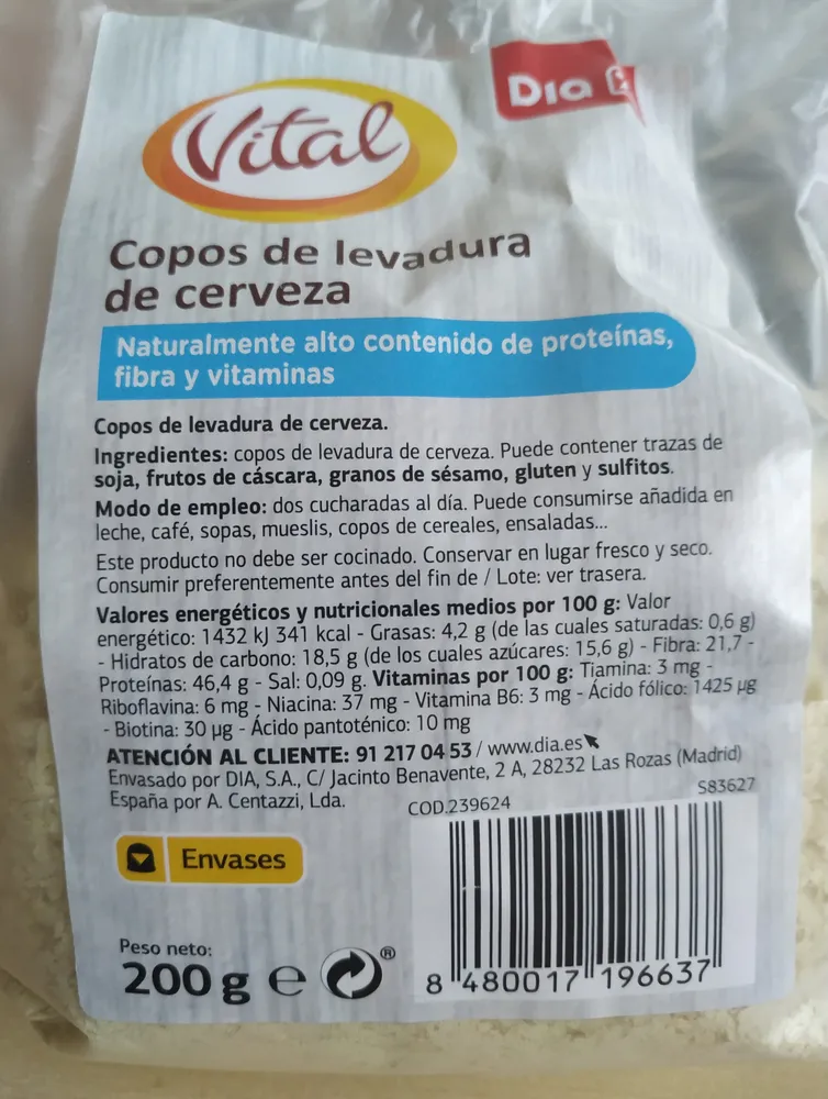 Copos de levadura de cerveza