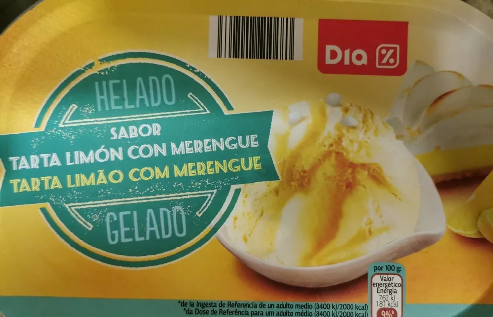Helado sabor tarta limón con merengue