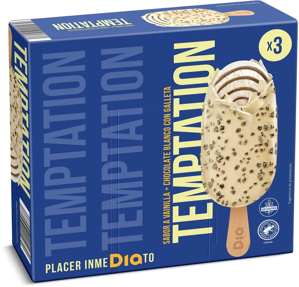 Helado bombón temptation chocolate blanco con galletas