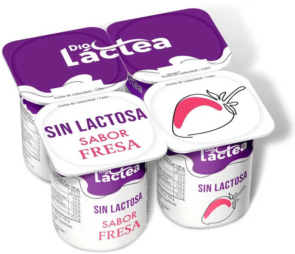 Yogurt sabor fresa sin lactosa