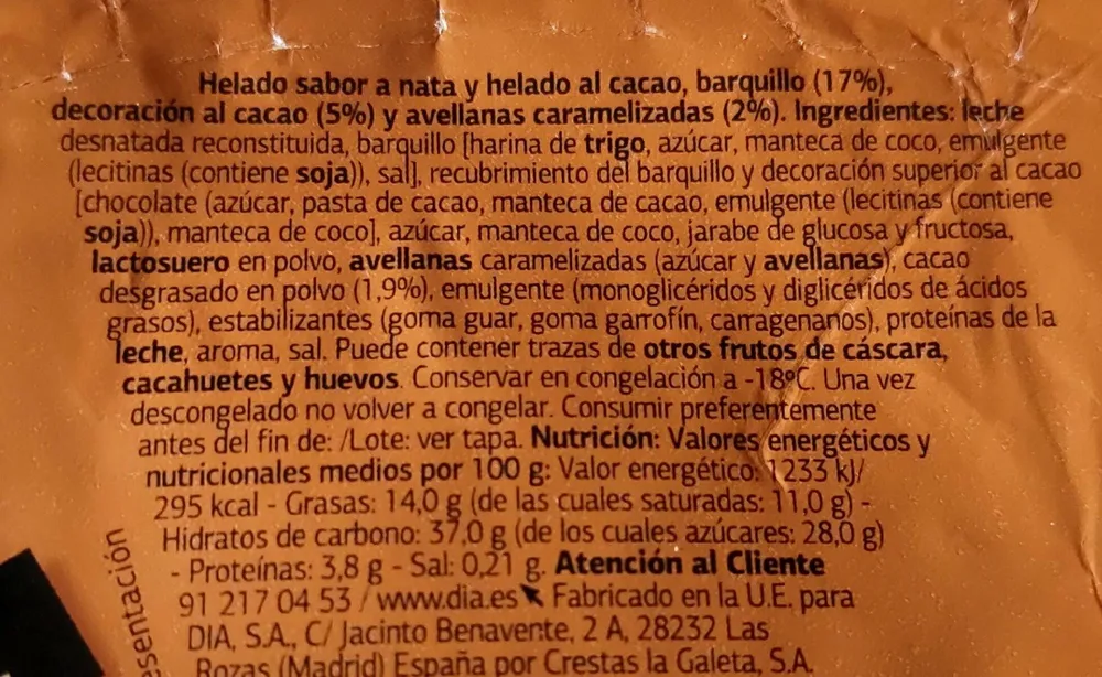 Helado nata chocolate