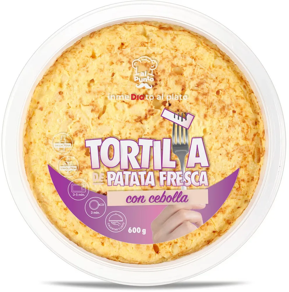 Tortilla de patatas fresca con cebolla