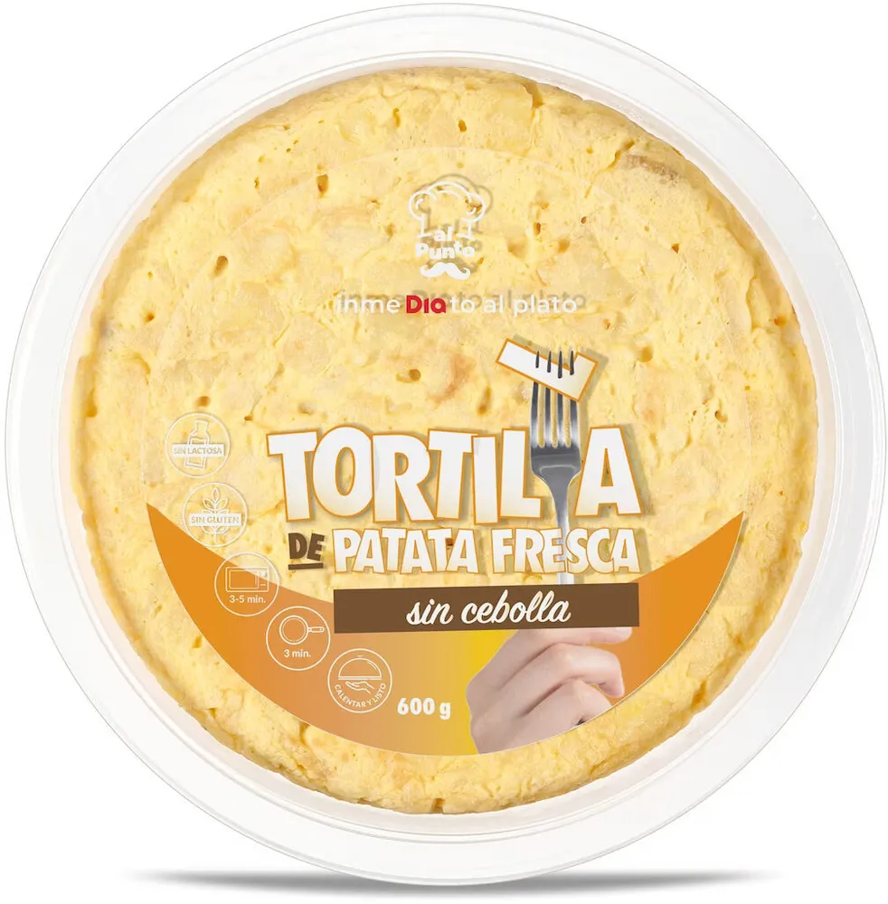 Tortilla de patata fresca sin cebolla