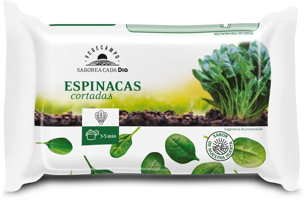 Espinacas cortadas