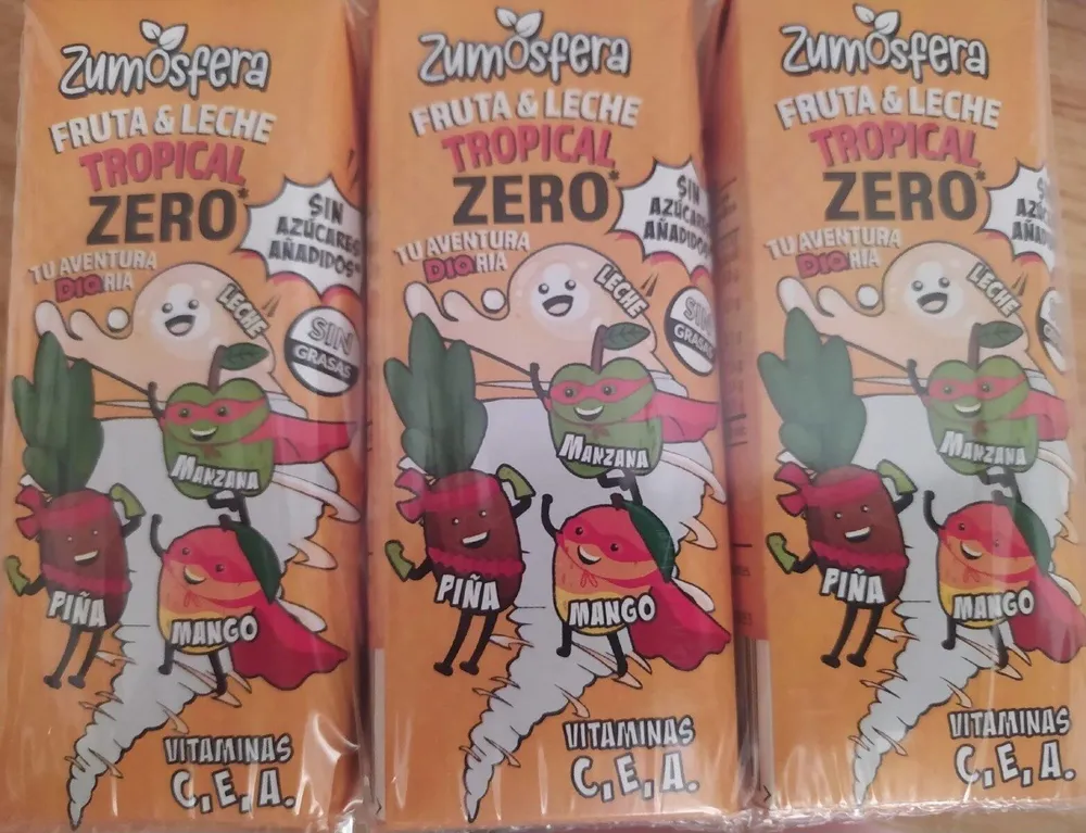 Zumos fruta y leche zero