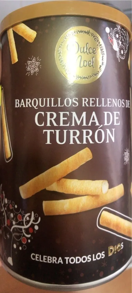 Barquillos rellenos de crema de turrón