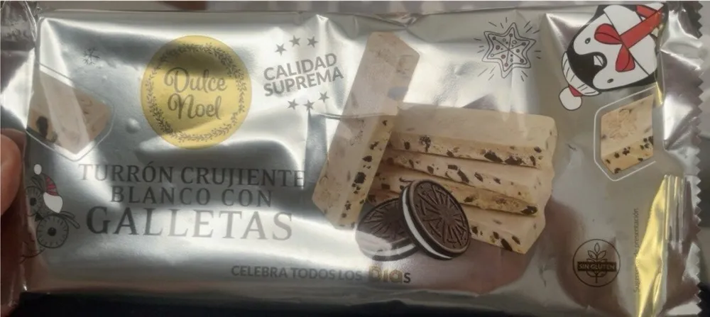 Turrón crujiente blanco con galletas