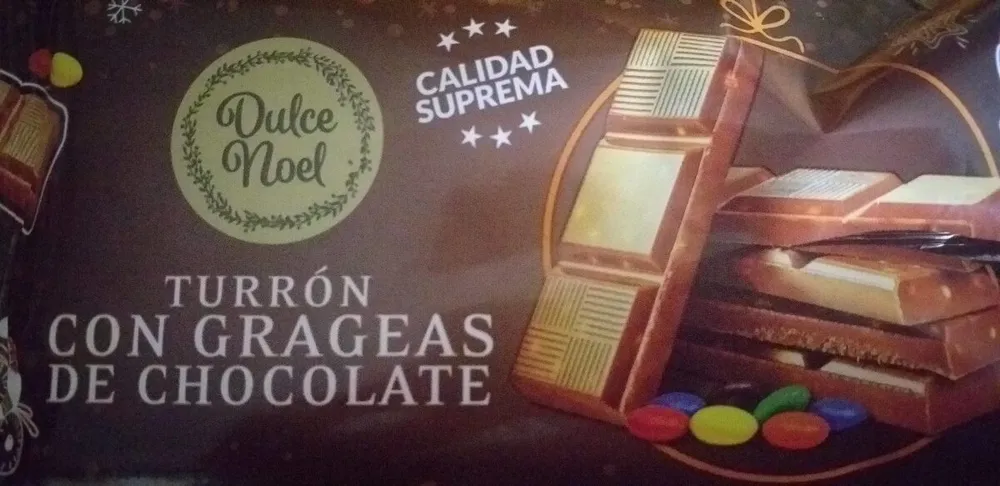 Turrón con grageas de chocolate