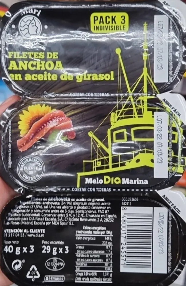 Filetes anchoveta en aceite de girasol