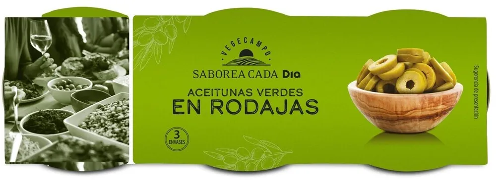 Aceitunas verdes en rodajas
