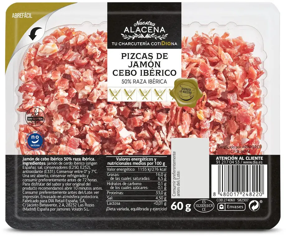 Pizcas de jamón de cebo ibérico 50 %