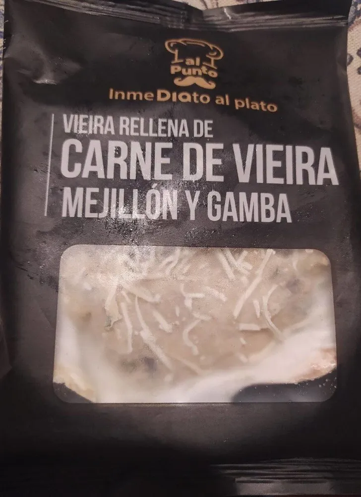 Vieira rellena mejillón y gambas
